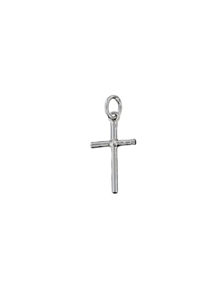 CRUZ-124 - CRUZ DE PLATA TUBO CON DETALLE CENTRAL DE 20 MM X 10 MM