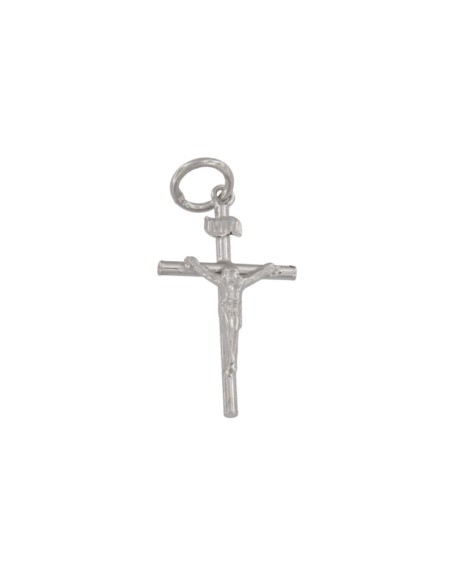 CRUZ-163 - CRUZ DE PLATA TUBO CON CRISTO RELIEVE DE 30 MM X 15 MM 