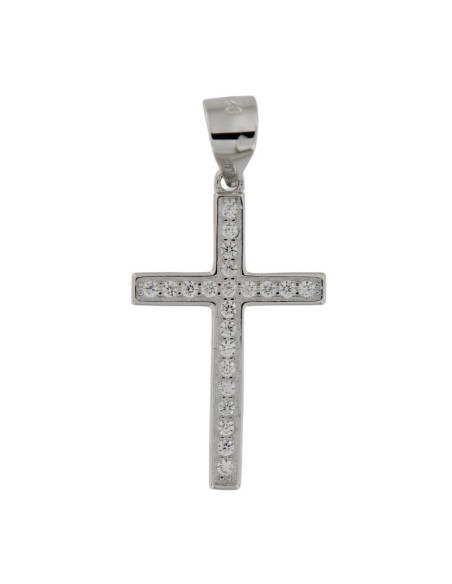 CRUZ-319 - CRUZ DE PLATA CON CIRCONITAS DE 23 MM X 14 MM 