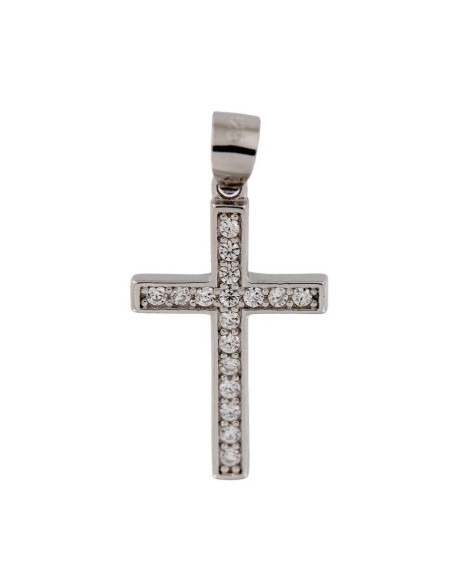 CRUZ-316 - CRUZ DE PLATA CON CIRCONITAS DE 20 MM X 13 MM