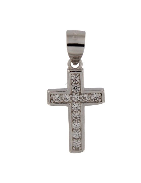 CRUZ-315 - CRUZ DE PLATA CON CIRCONITAS DE 15 MM X 10 MM