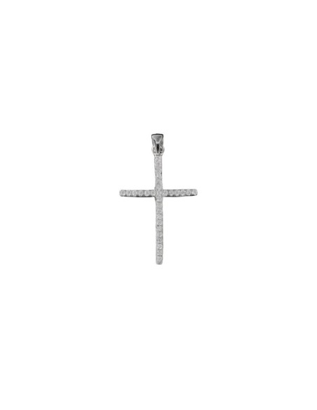 CRUZ-211 - CRUZ DE PLATA CON CIRCONITA BLANCA DE 28 MM X 17 MM