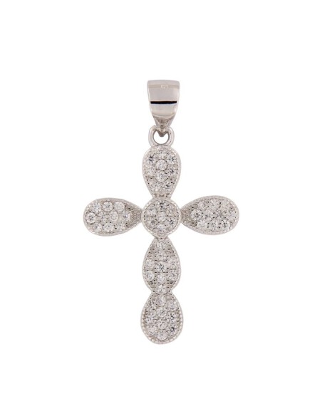 CRUZ-286 - CRUZ DE PLATA CON CIRCONITAS 24 MM X 18 MM