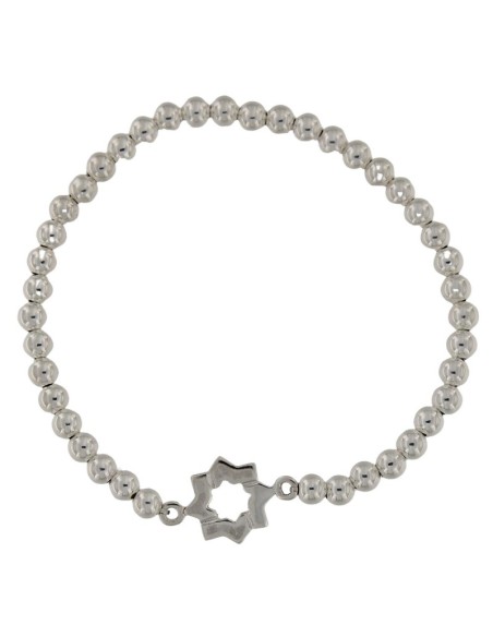 PUL-4611 - PULSERA ELÁSTICA CON BOLA DE PLATA DE 4 MM Y MOTIVO DE ESTRELLA MUDÉJAR TERUEL DE 12 MM 