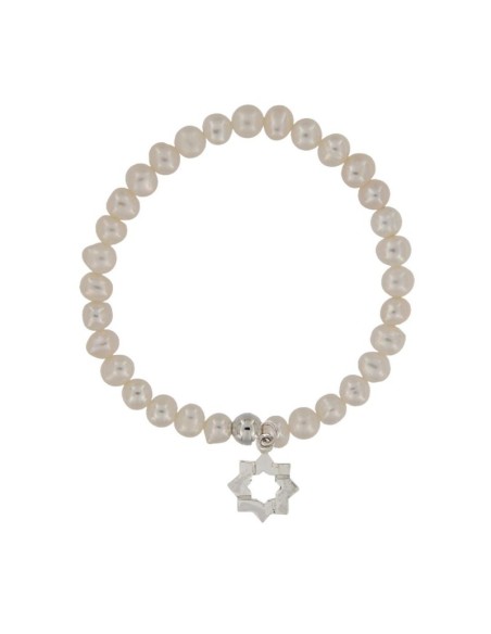 PUL-4664 - PULSERA ELÁSTICA CON PERLA DE 4 MM Y MOTIVO DE COLGANTE ESTRELLA MUDÉJAR DE 12 MM