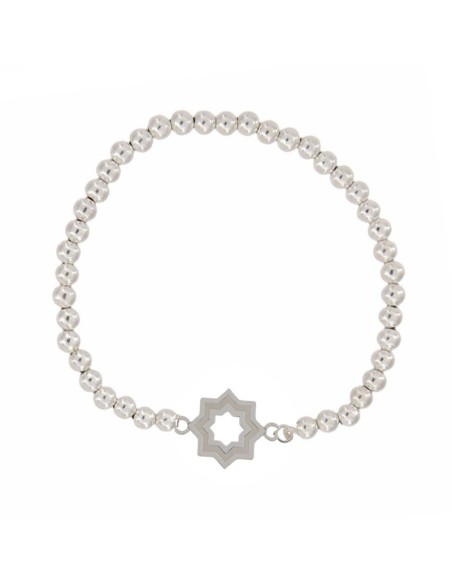 PUL-4173 - PULSERA DES. BOLA DE PLATA DE 4 MM.CON ESTRELLA MUDEJAR 14 MM